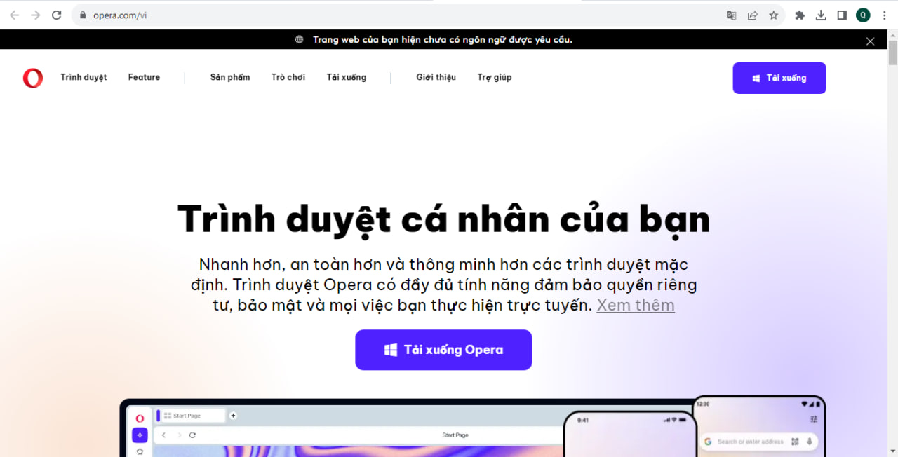 Trang web của OperaVPN hiện nay